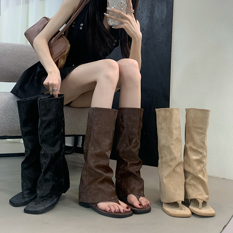 Street Fashion Korean - Hollow Out Women's Boots Velvet Cuff