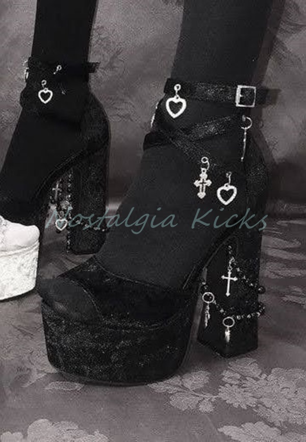 Gothic Black Velvet Platform H - огляд і ціна Street Fashion Punk