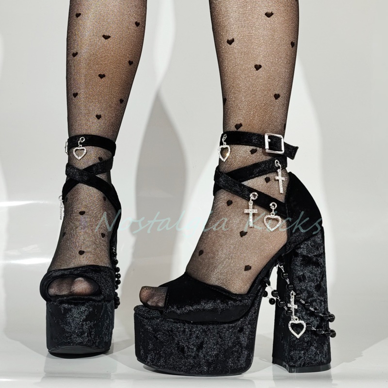 Gothic Black Velvet Platform H - огляд і ціна Street Fashion Punk