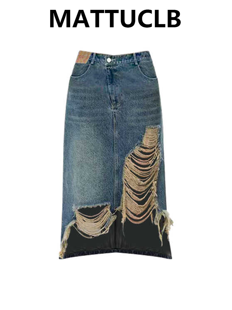 Women 2000s Midi Skirt Ripped  - огляд і ціна Street Fashion Korean