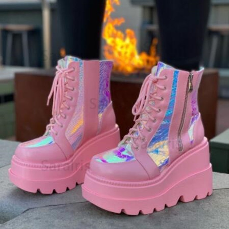 Women's Pink Holographic Platf - огляд і ціна Street Fashion Punk
