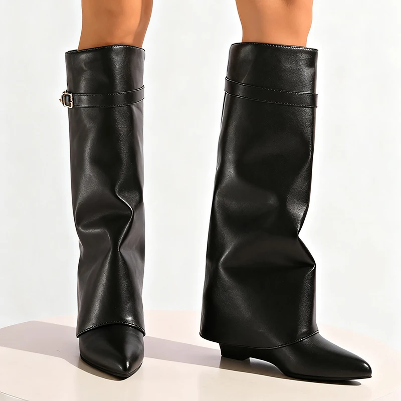 Black Pu Leather Knee High Boo - огляд і ціна Street Fashion Punk