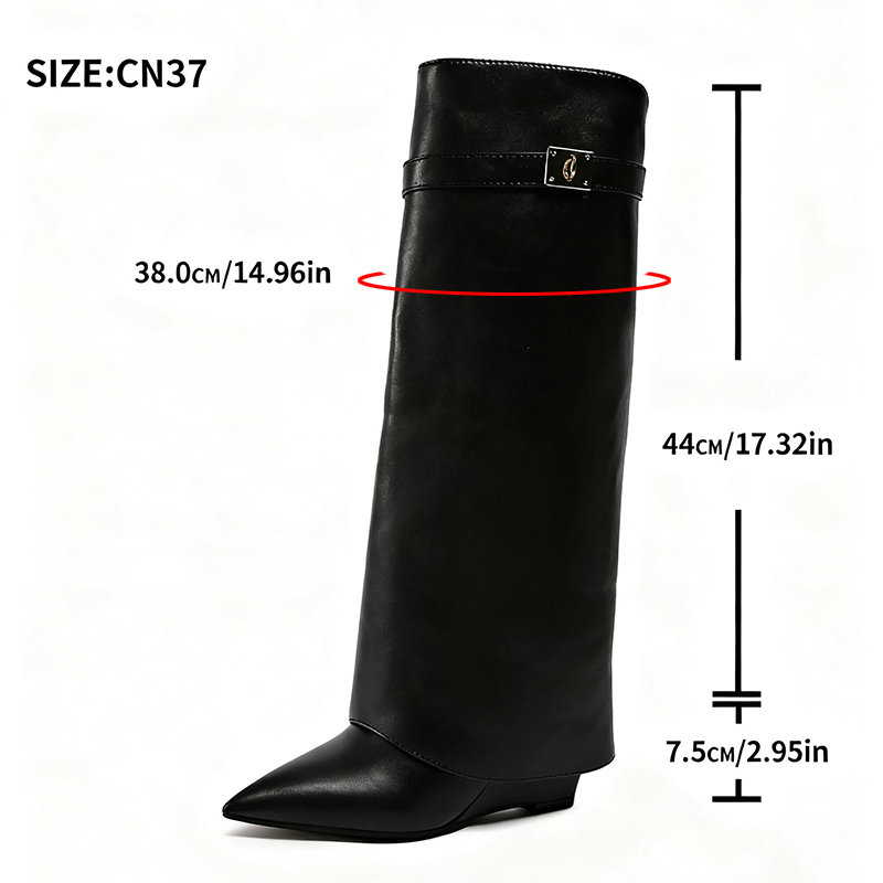 Black Pu Leather Knee High Boo - огляд і ціна Street Fashion Punk