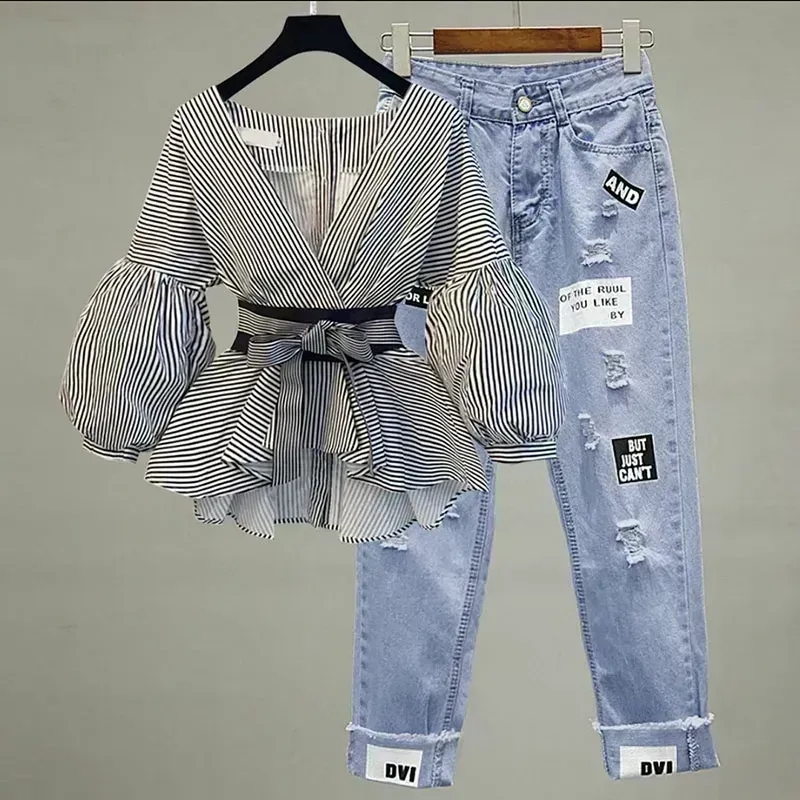 Women Elegant V-Neck Stripe La - огляд і ціна Street Fashion Korean