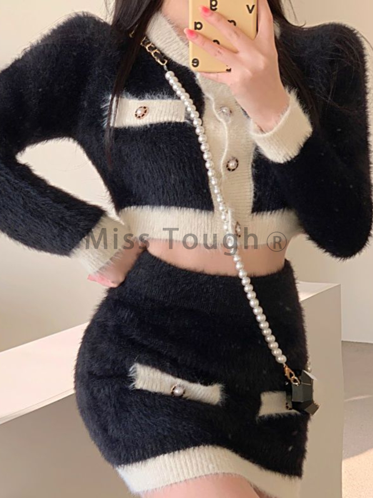 Winter Fluffy Knit 2 Piece Set - огляд і ціна Street Fashion Korean