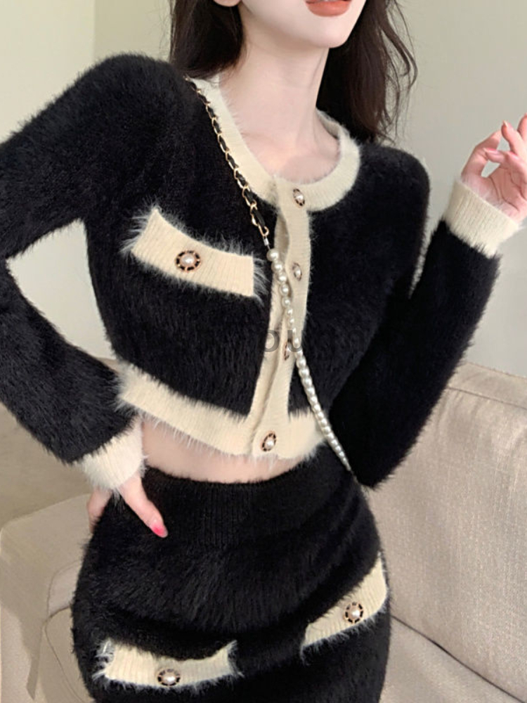 Winter Fluffy Knit 2 Piece Set - огляд і ціна Street Fashion Korean