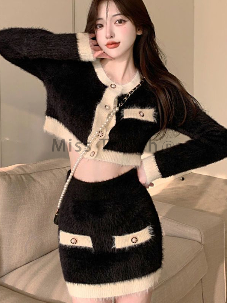 Winter Fluffy Knit 2 Piece Set - огляд і ціна Street Fashion Korean