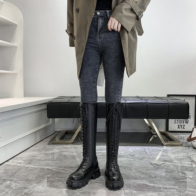 Women Knee High Boots Lace Up  - огляд і ціна Street Fashion Female